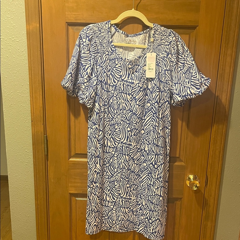 Lilly Pulitzer Blue and White Zebra Print Dress